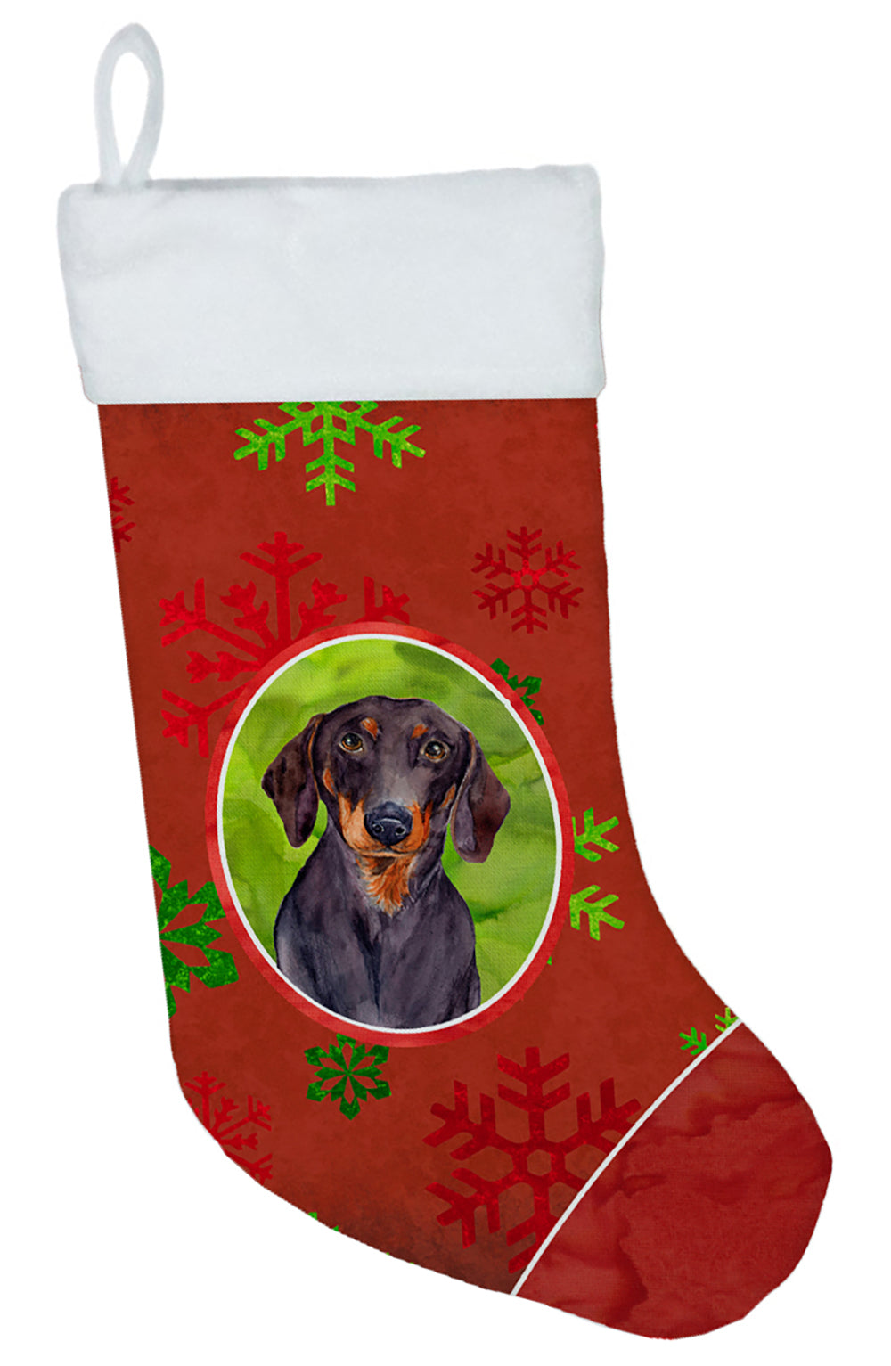 Dachshund Red and Green Snowflakes Holiday Christmas Christmas Stocking LH9313  the-store.com.