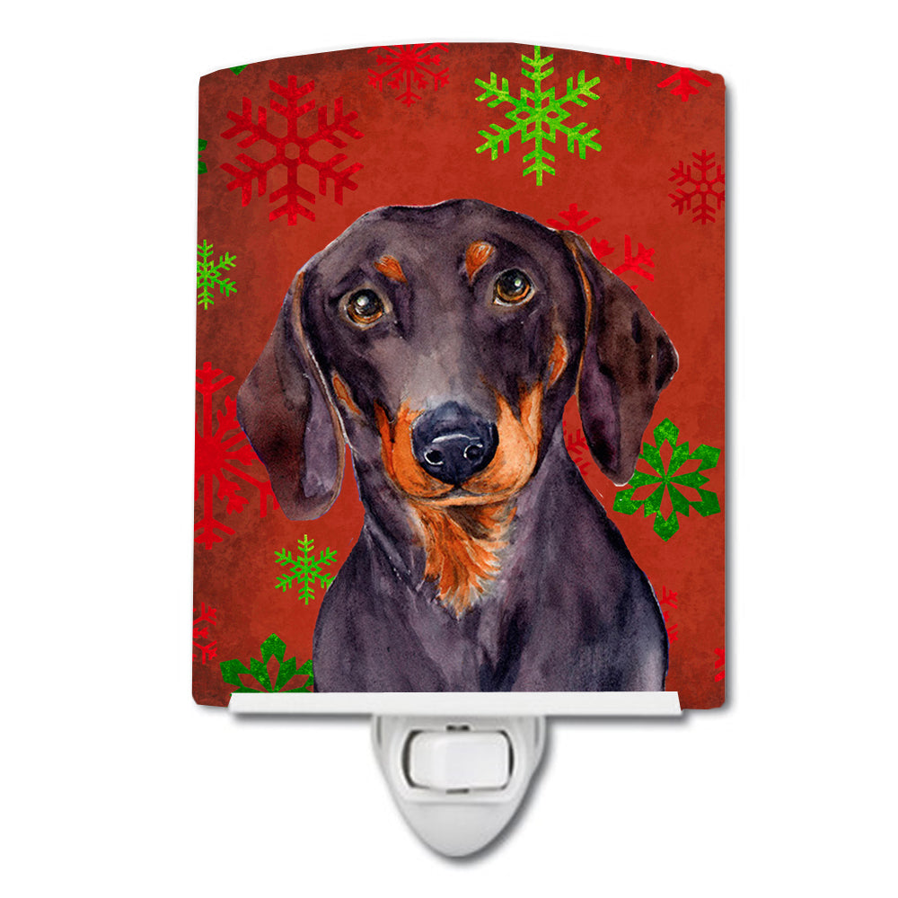 Dachshund Red and Green Snowflakes Holiday Christmas Ceramic Night Light LH9313CNL - the-store.com