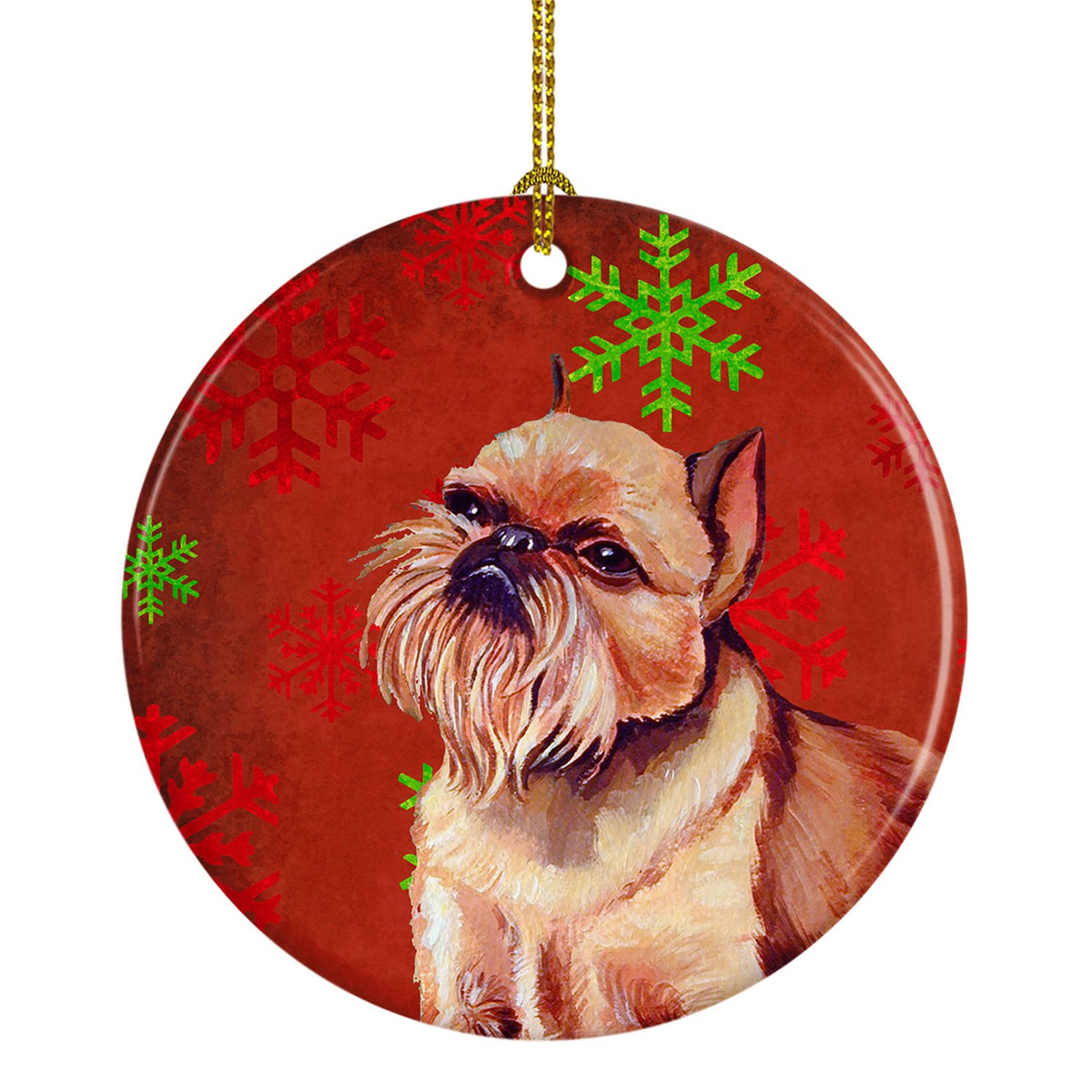 Brussels Griffon Red Snowflake Holiday Christmas Ceramic Ornament LH9314 by Caroline&#39;s Treasures