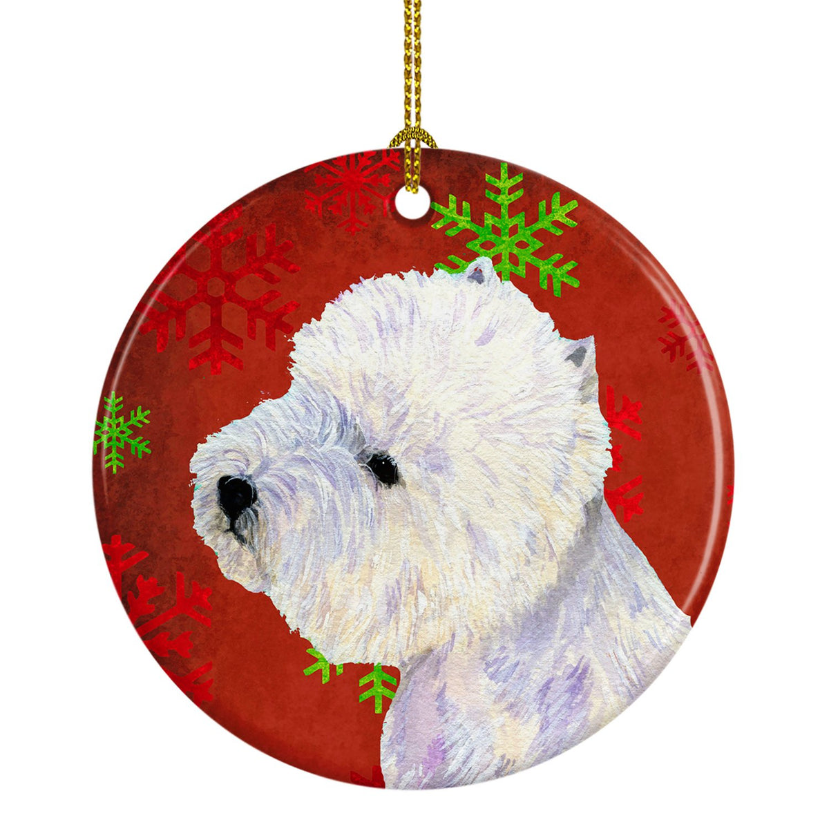 Westie Red Snowflake Holiday Christmas Ceramic Ornament LH9315 by Caroline&#39;s Treasures