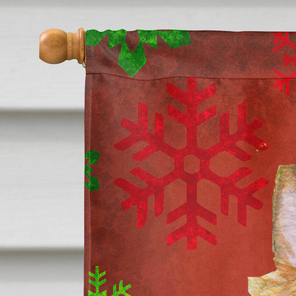 Silky Terrier Red and Green Snowflakes Holiday Christmas Flag Canvas House Size  the-store.com.