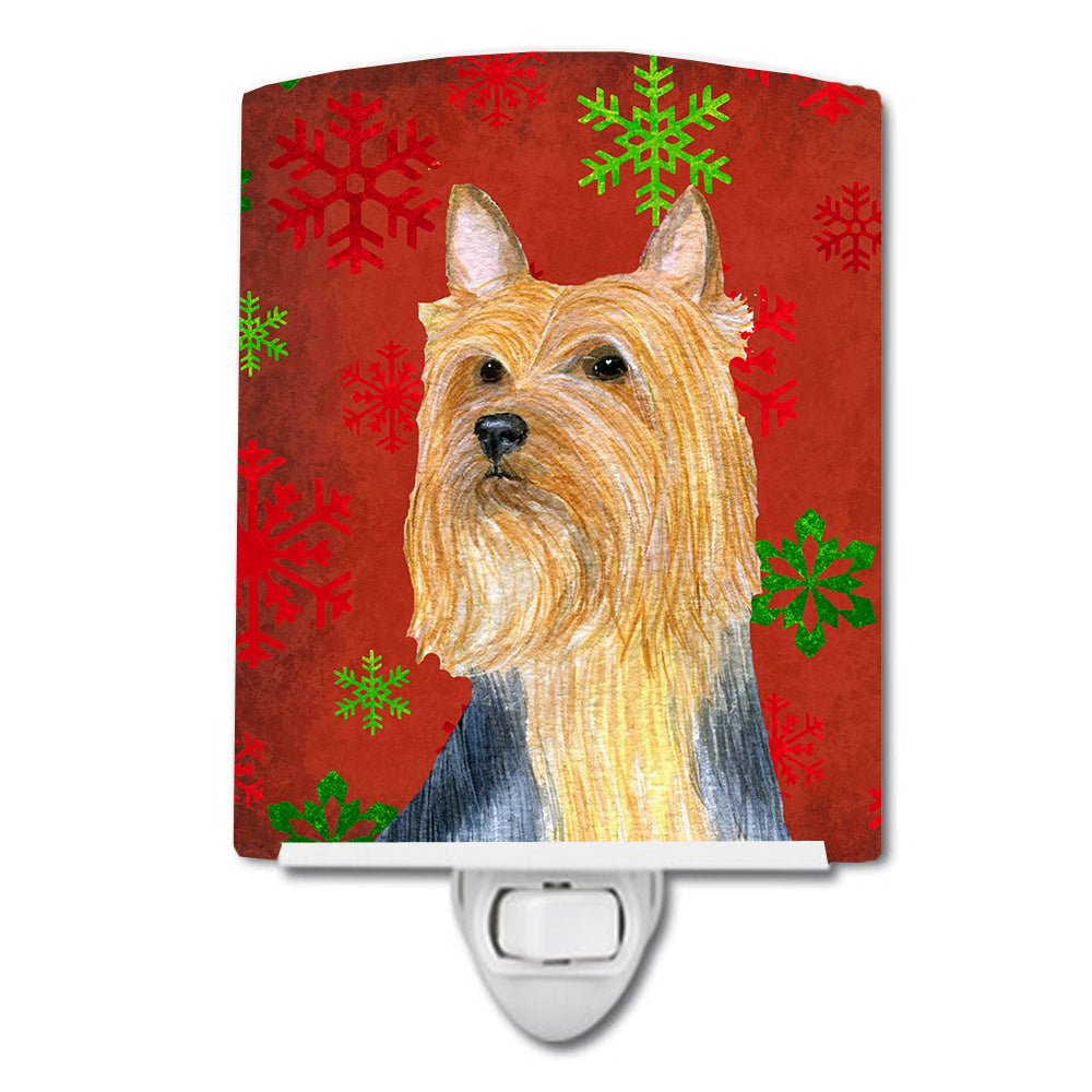 Silky Terrier Red Green Snowflake Holiday Christmas Ceramic Night Light LH9316CNL - the-store.com