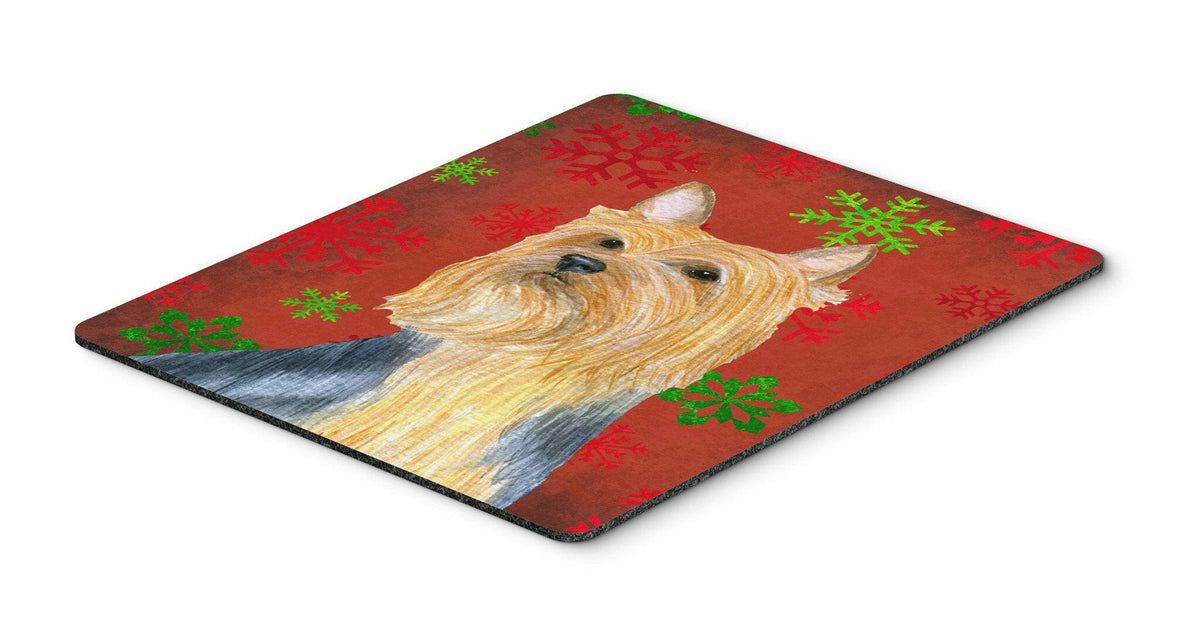 Silky Terrier Red and Green Snowflakes Christmas Mouse Pad, Hot Pad or Trivet by Caroline&#39;s Treasures