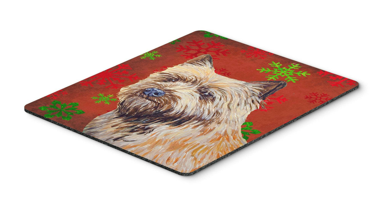 Cairn Terrier Red and Green Snowflakes Christmas Mouse Pad, Hot Pad or Trivet by Caroline's Treasures
