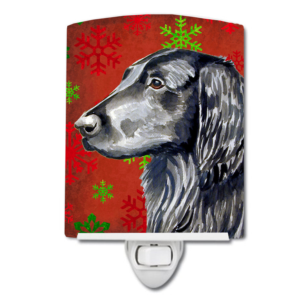 Flat Coated Retriever Red  Green Snowflakes Holiday Christmas Ceramic Night Light LH9321CNL - the-store.com
