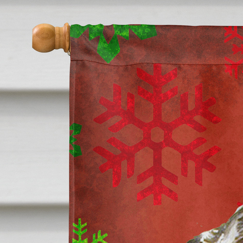 English Setter Red  Green Snowflakes Holiday Christmas Flag Canvas House Size  the-store.com.