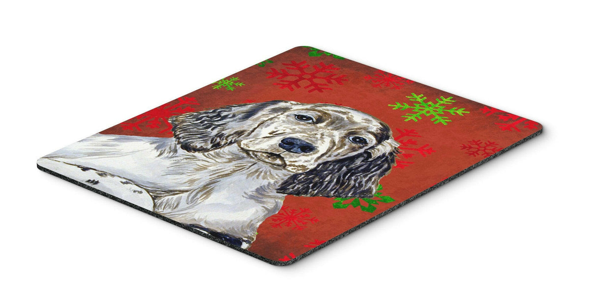 English Setter Red and Green Snowflakes Christmas Mouse Pad, Hot Pad or Trivet by Caroline&#39;s Treasures