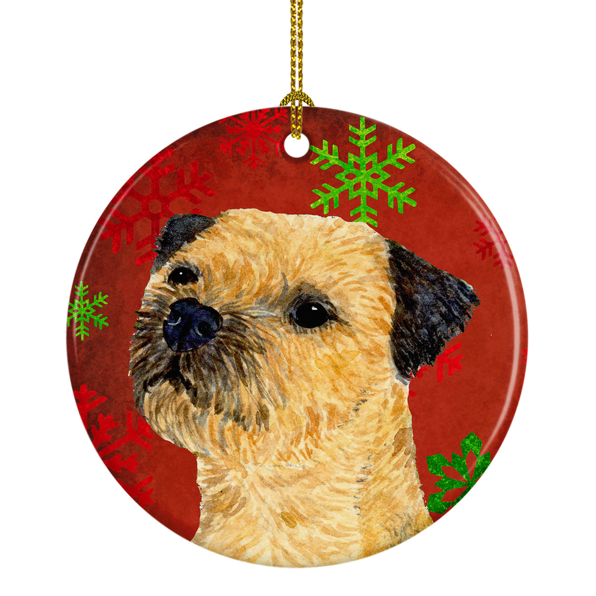 Border Terrier Red Snowflake Holiday Christmas Ceramic Ornament LH9323 - the-store.com