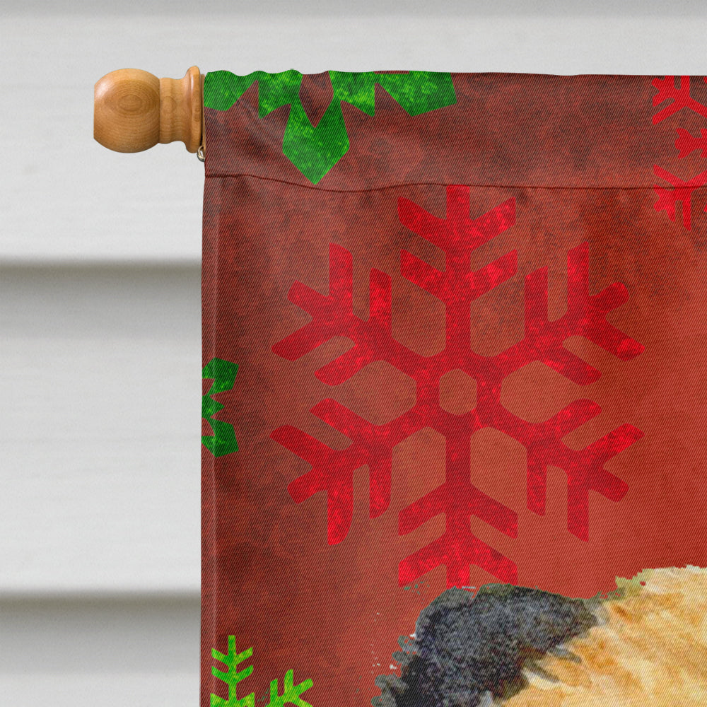 Border Terrier Red  Green Snowflakes Holiday Christmas Flag Canvas House Size