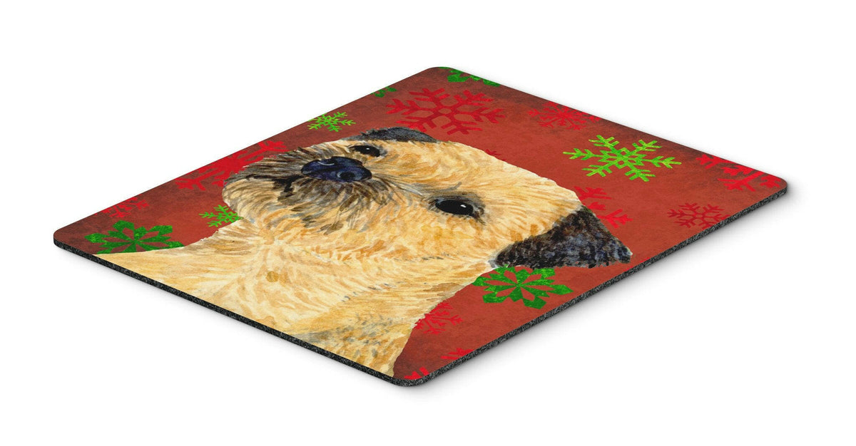 Border Terrier Red and Green Snowflakes Christmas Mouse Pad, Hot Pad or Trivet by Caroline&#39;s Treasures