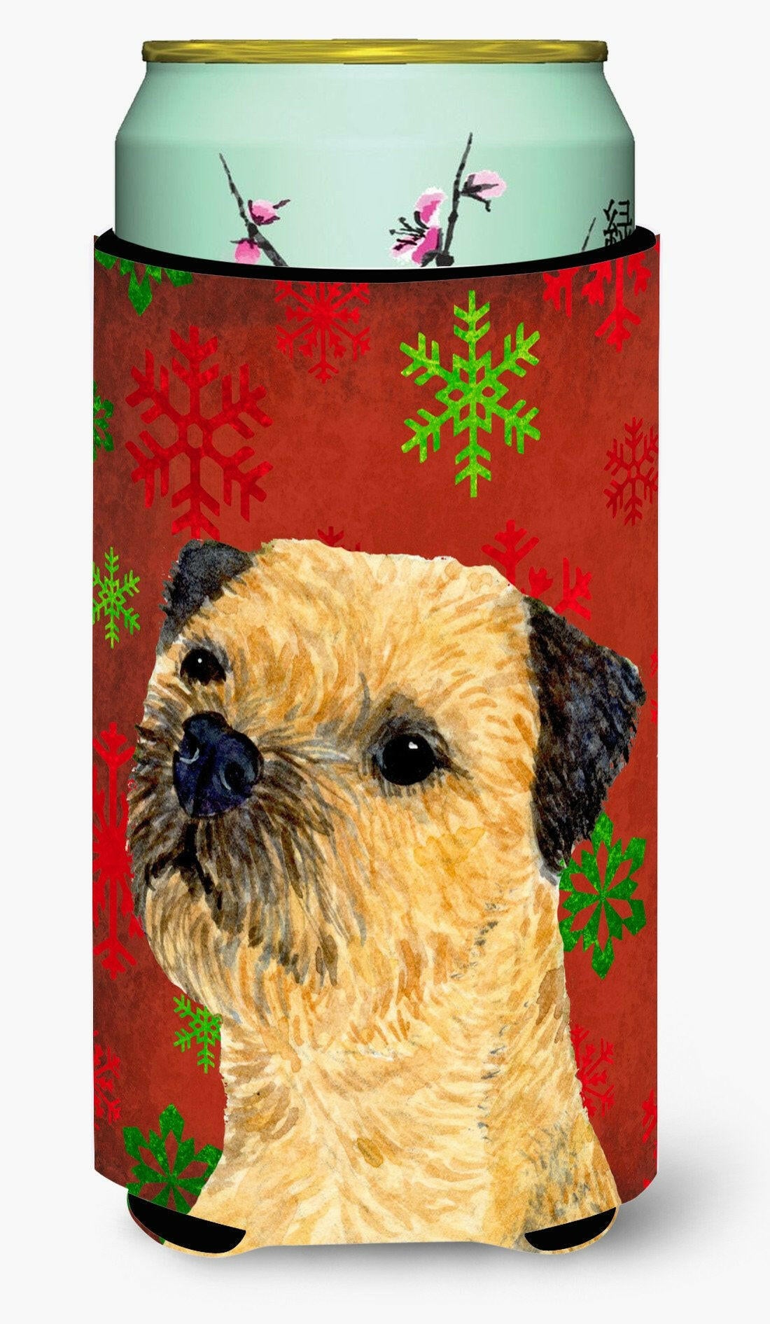 Border Terrier Snowflakes Holiday Christmas  Tall Boy Beverage Insulator Beverage Insulator Hugger by Caroline&#39;s Treasures