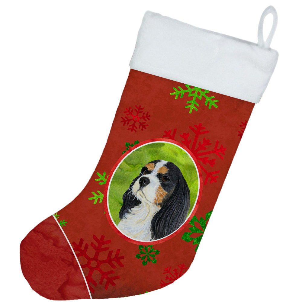 Cavalier Spaniel Red and Green Snowflakes Holiday Christmas Christmas Stocking  the-store.com.