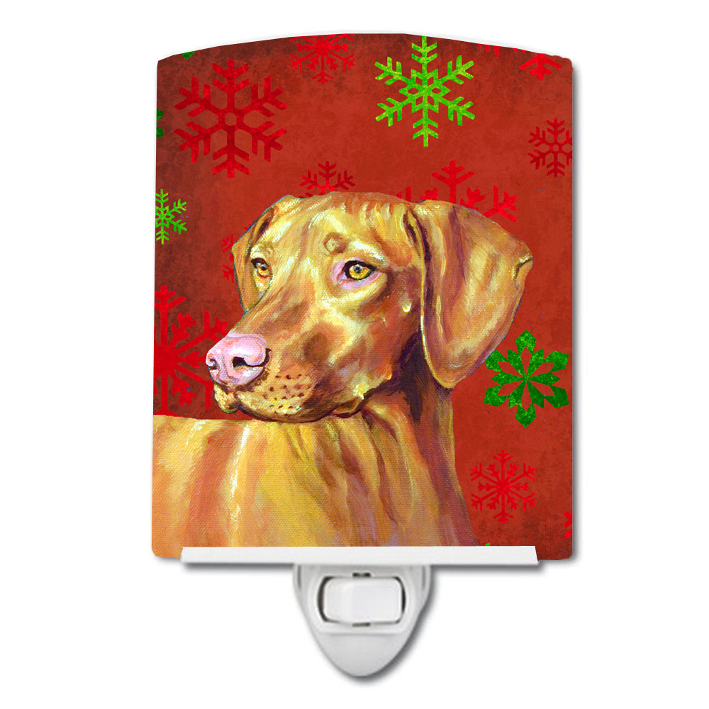 Vizsla Red and Green Snowflakes Holiday Christmas Ceramic Night Light LH9325CNL - the-store.com