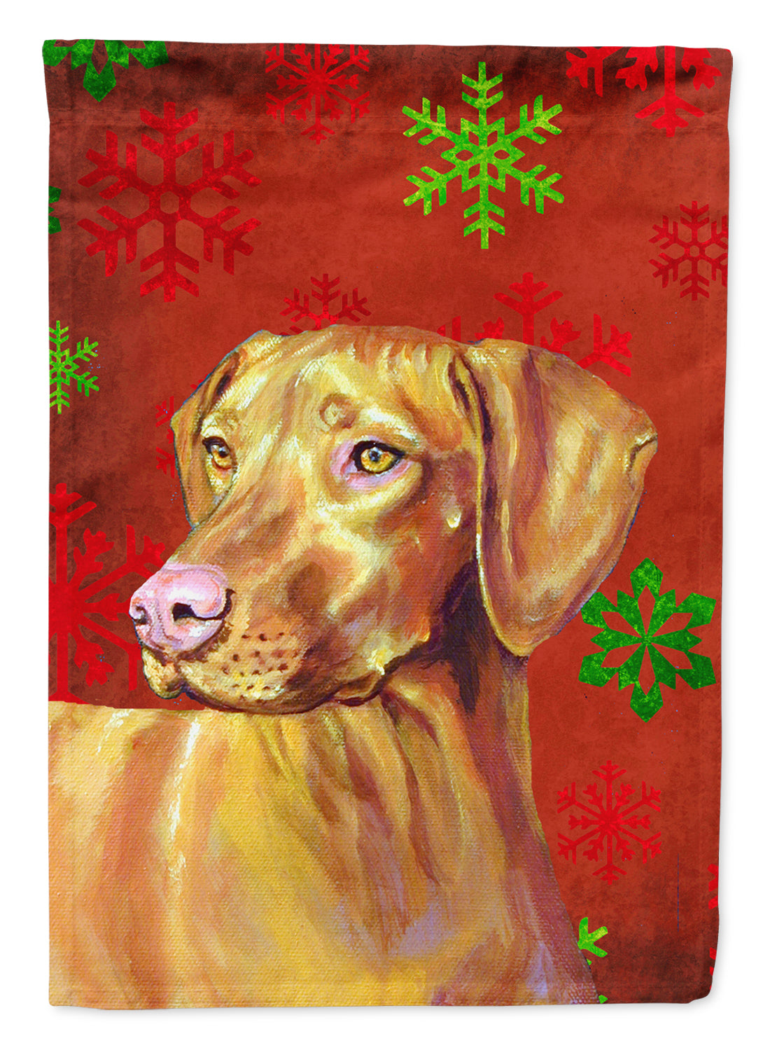 Vizsla rouge et vert flocons de neige vacances drapeau de Noël taille de jardin