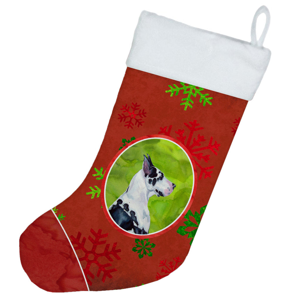 Great Dane Red and Green Snowflakes Holiday Christmas Christmas Stocking LH9326