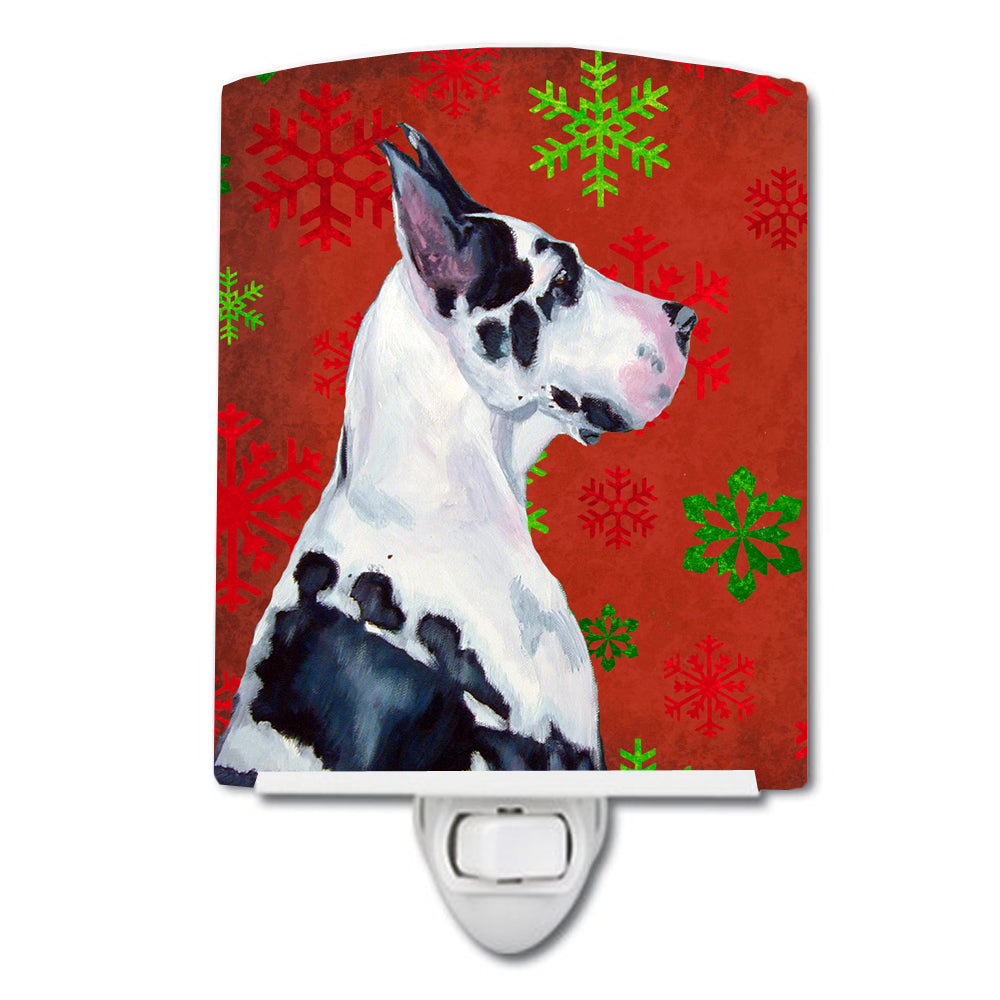 Great Dane Red and Green Snowflakes Holiday Christmas Ceramic Night Light LH9326CNL - the-store.com