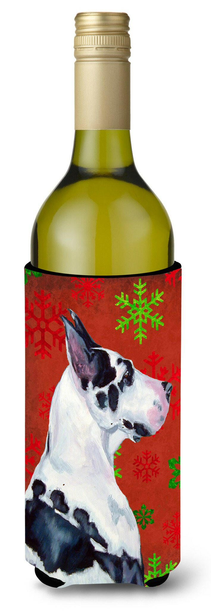 Great Dane Snowflakes Holiday Christmas Wine Bottle Beverage Insulator Beverage Insulator Hugger by Caroline&#39;s Treasures