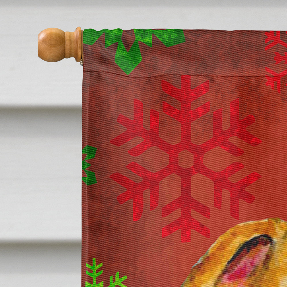 Whippet Red and Green Snowflakes Holiday Christmas Flag Canvas House Size