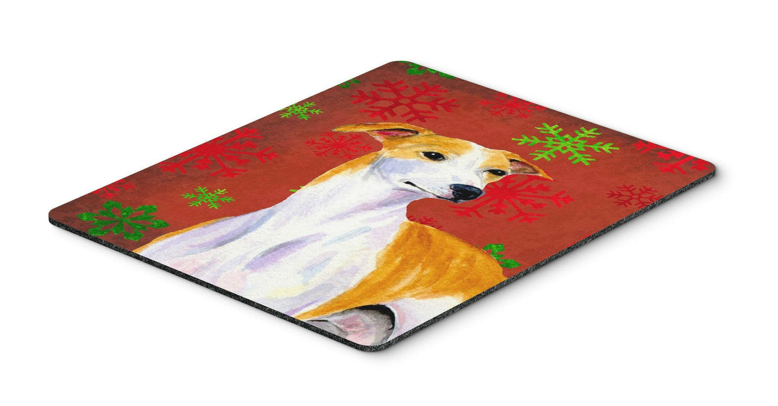 Whippet Red and Green Snowflakes Holiday Christmas Mouse Pad, Hot Pad or Trivet by Caroline's Treasures