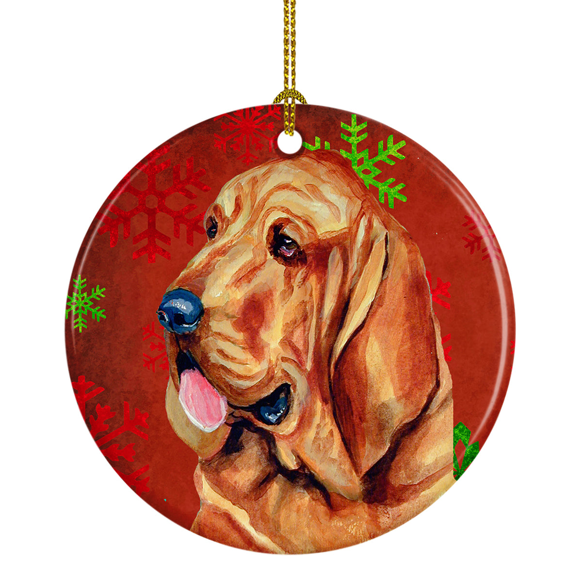Bloodhound Red Snowflake Holiday Christmas Ceramic Ornament LH9331 - the-store.com