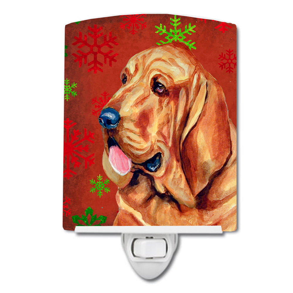 Bloodhound Red and Green Snowflakes Holiday Christmas Ceramic Night Light LH9331CNL - the-store.com
