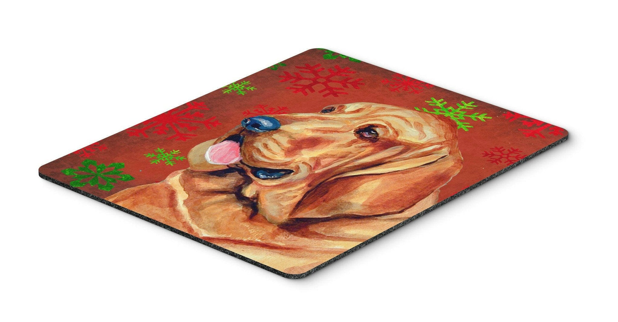 Bloodhound Red and Green Snowflakes Christmas Mouse Pad, Hot Pad or Trivet by Caroline's Treasures