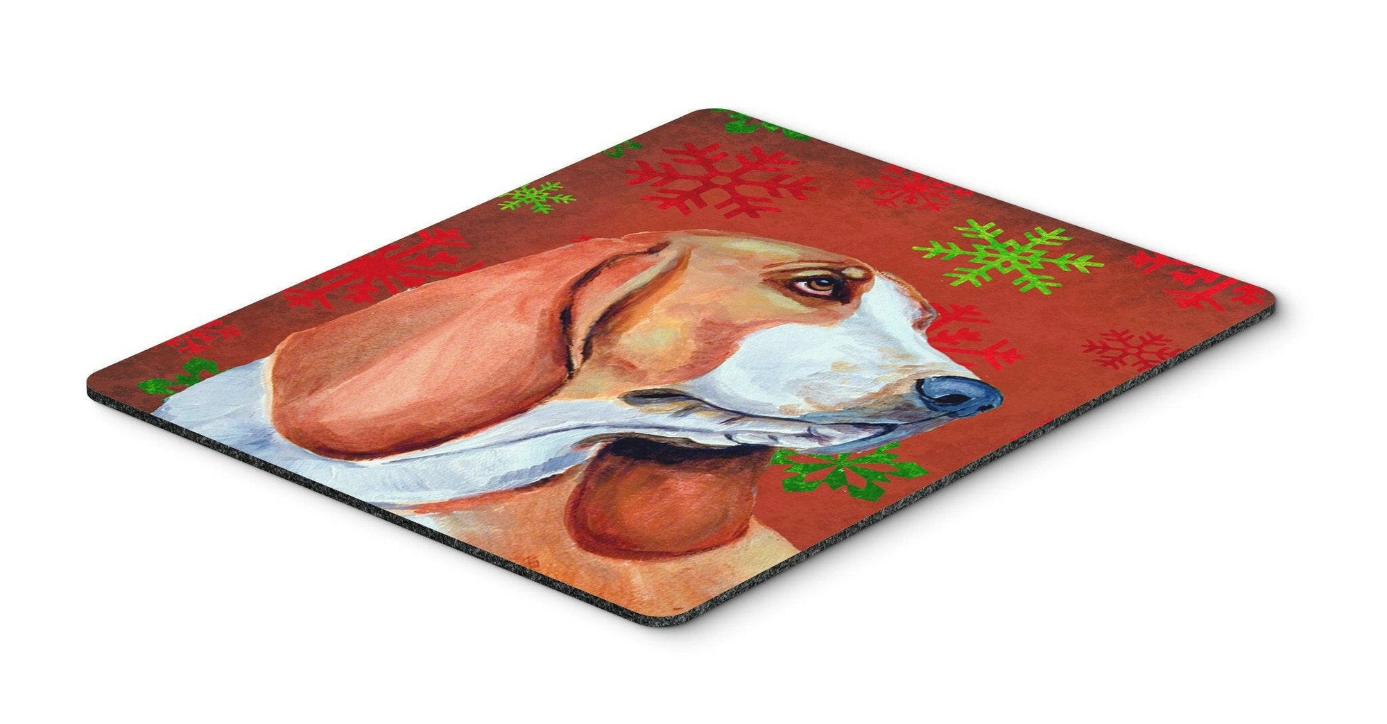 Basset Hound Red and Green Snowflakes Christmas Mouse Pad, Hot Pad or Trivet by Caroline's Treasures