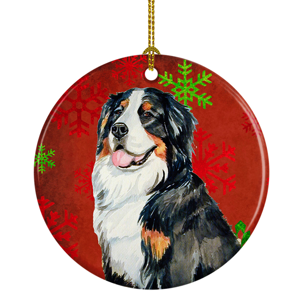Bernese Mountain Dog Red Snowflake Holiday Christmas Ceramic Ornament LH9334 - the-store.com