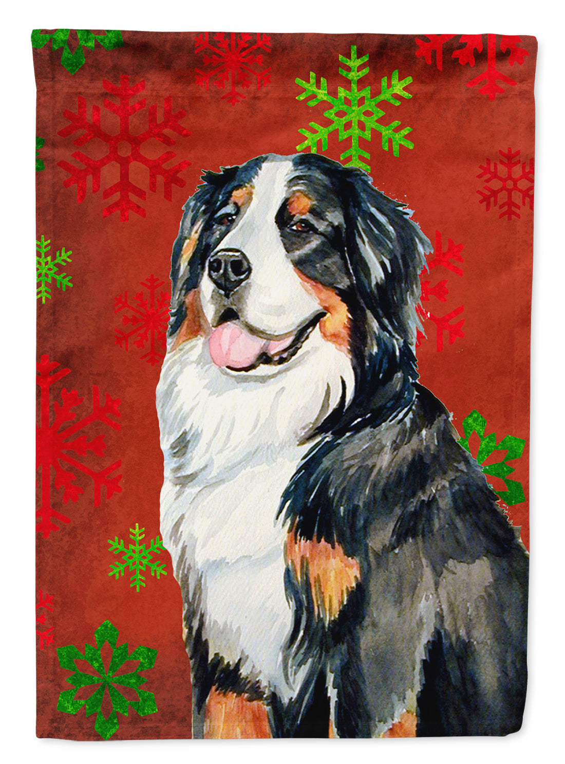 Bernese Mountain Dog Red Snowflakes Holiday Christmas Flag Canvas House Size