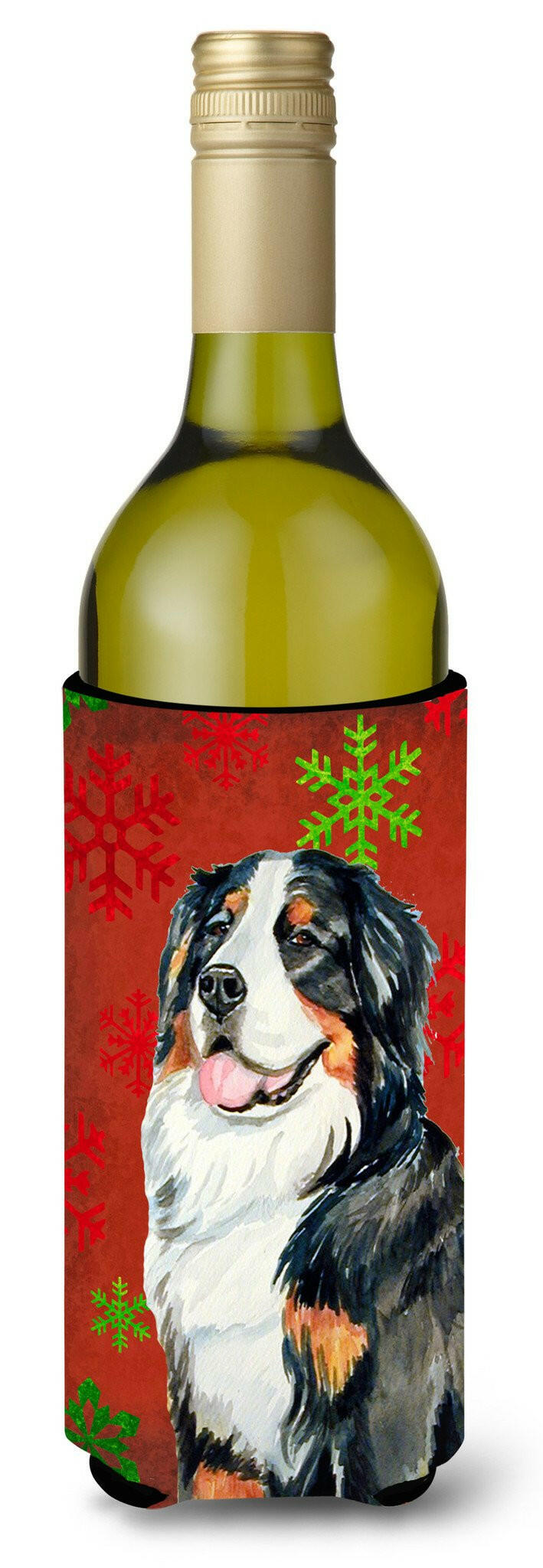 Bernese Mountain Dog Snowflakes Holiday Christmas Wine Bottle Beverage Insulator Beverage Insulator Hugger by Caroline&#39;s Treasures