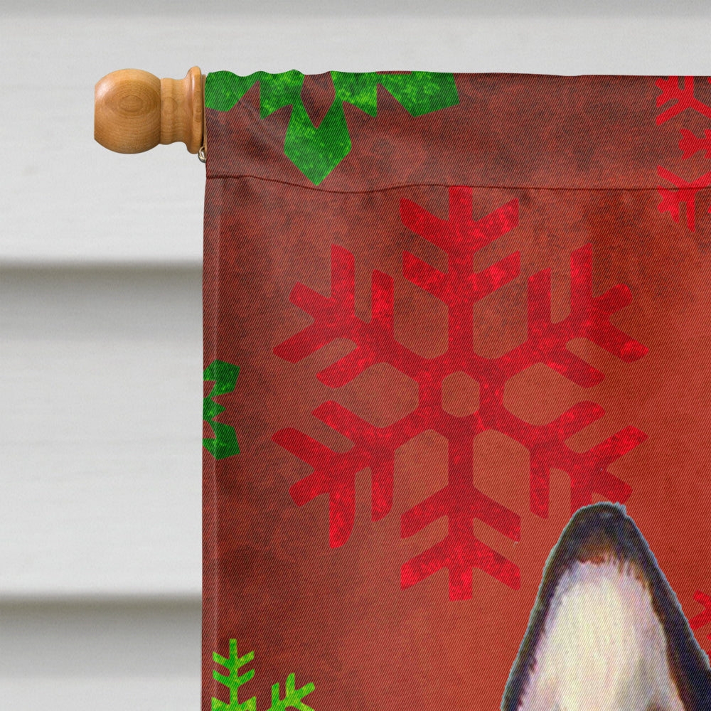 French Bulldog Red Green Snowflake Holiday Christmas Flag Canvas House Size