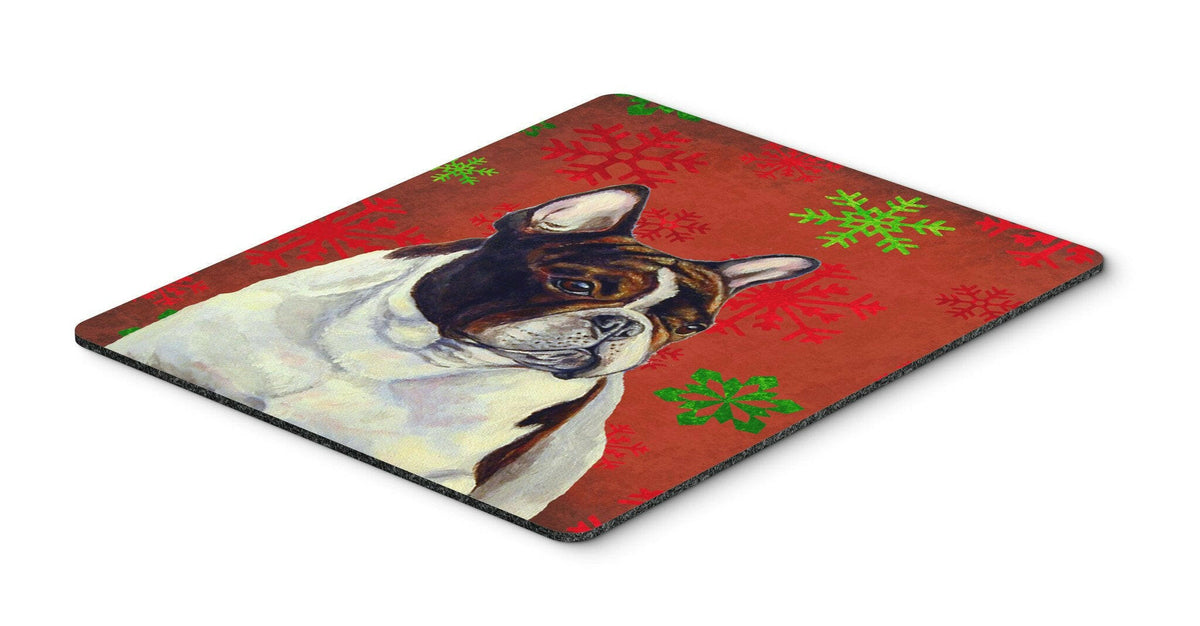 French Bulldog Red and Green Snowflakes Christmas Mouse Pad, Hot Pad or Trivet by Caroline&#39;s Treasures