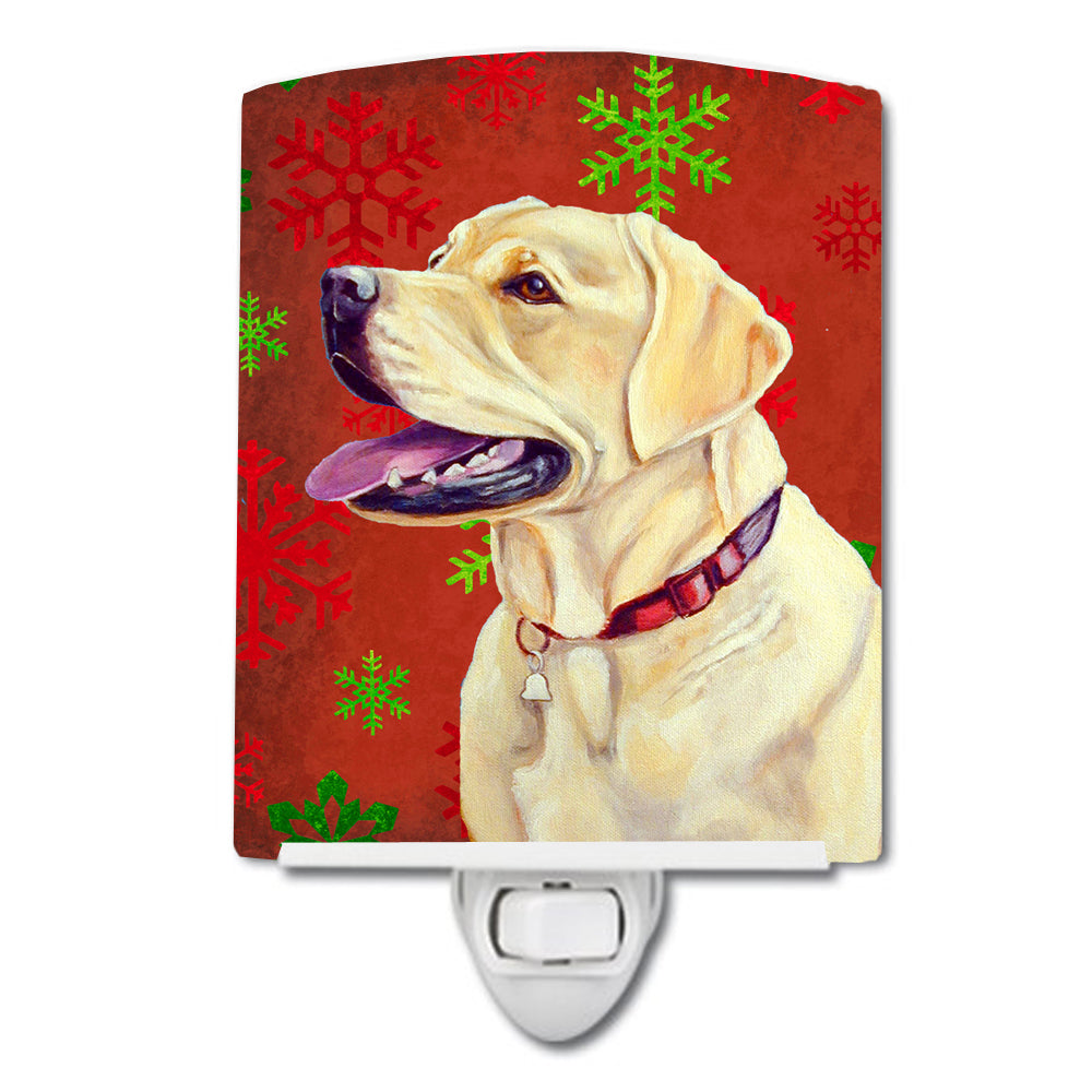 Labrador Red and Green Snowflakes Holiday Christmas Ceramic Night Light LH9338CNL - the-store.com