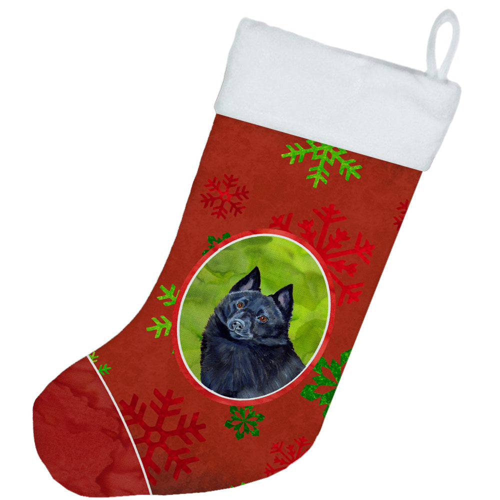 Schipperke Red and Green Snowflakes Holiday Christmas Christmas Stocking LH9339  the-store.com.