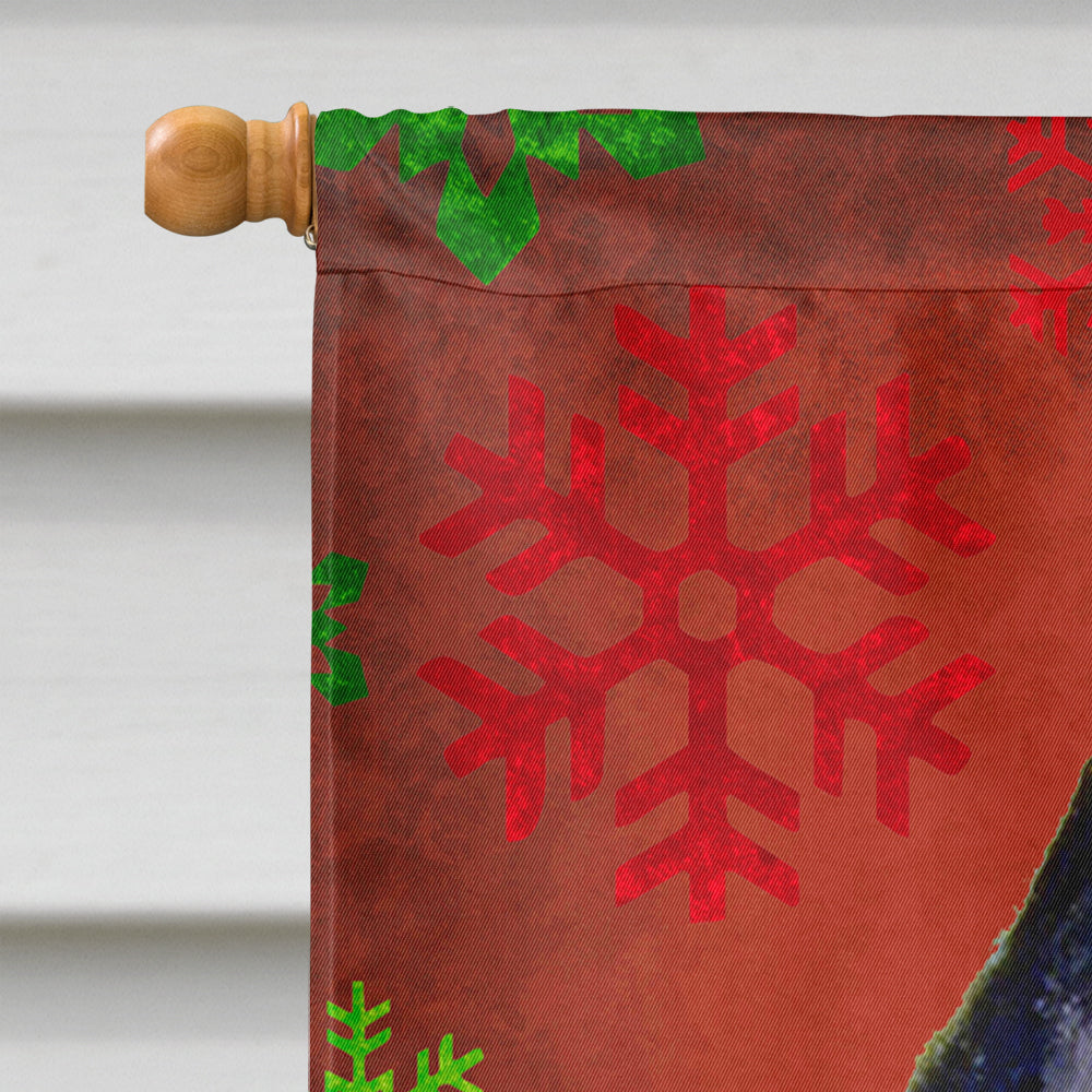 Schipperke Red and Green Snowflakes Holiday Christmas Flag Canvas House Size