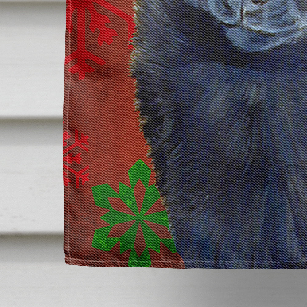 Schipperke Red and Green Snowflakes Holiday Christmas Flag Canvas House Size  the-store.com.