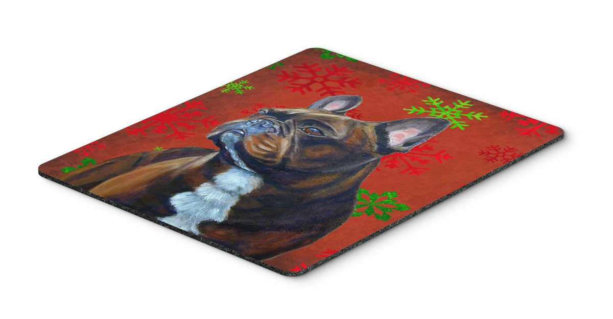 French Bulldog Red and Green Snowflakes Christmas Mouse Pad, Hot Pad or Trivet by Caroline&#39;s Treasures