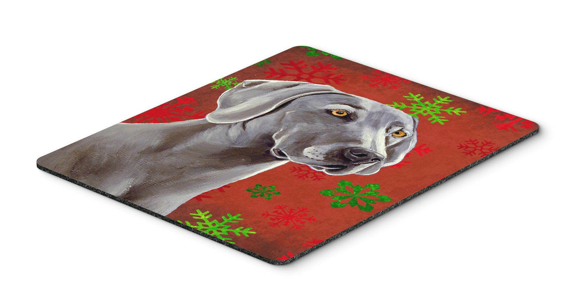Weimaraner Red and Green Snowflakes  Christmas Mouse Pad, Hot Pad or Trivet by Caroline&#39;s Treasures