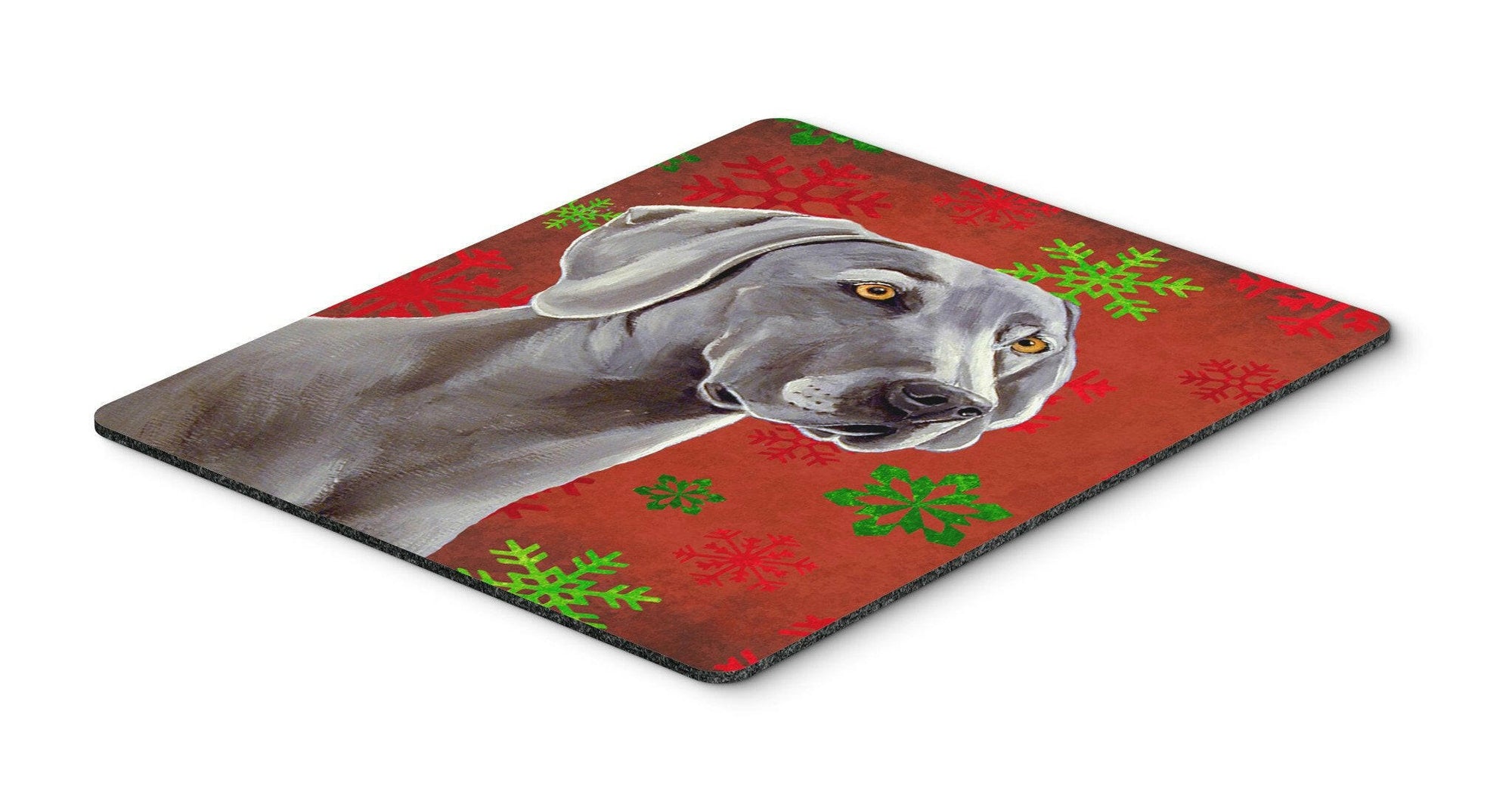 Weimaraner Red and Green Snowflakes  Christmas Mouse Pad, Hot Pad or Trivet by Caroline's Treasures