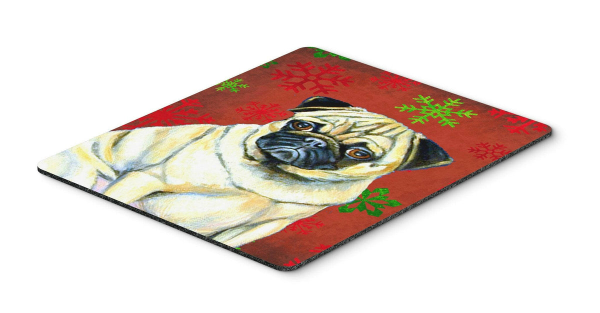 Pug Red and Green Snowflakes Holiday Christmas Mouse Pad, Hot Pad or Trivet by Caroline&#39;s Treasures