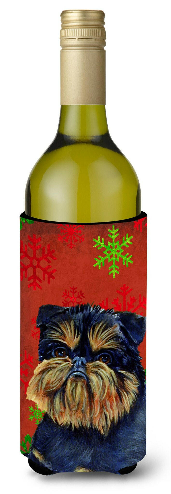 Brussels Griffon Snowflakes Holiday Christmas Wine Bottle Beverage Insulator Beverage Insulator Hugger by Caroline&#39;s Treasures