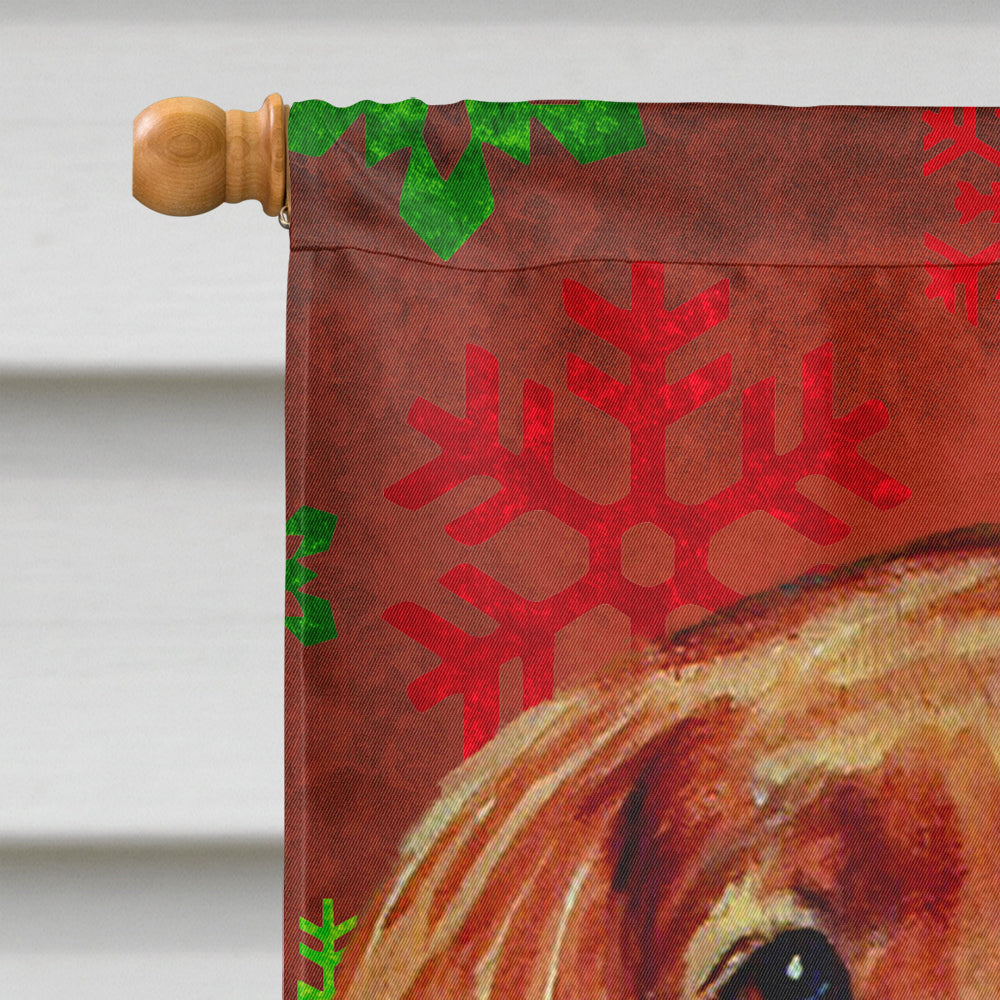 Irish Setter Red and Green Snowflakes Holiday Christmas Flag Canvas House Size  the-store.com.