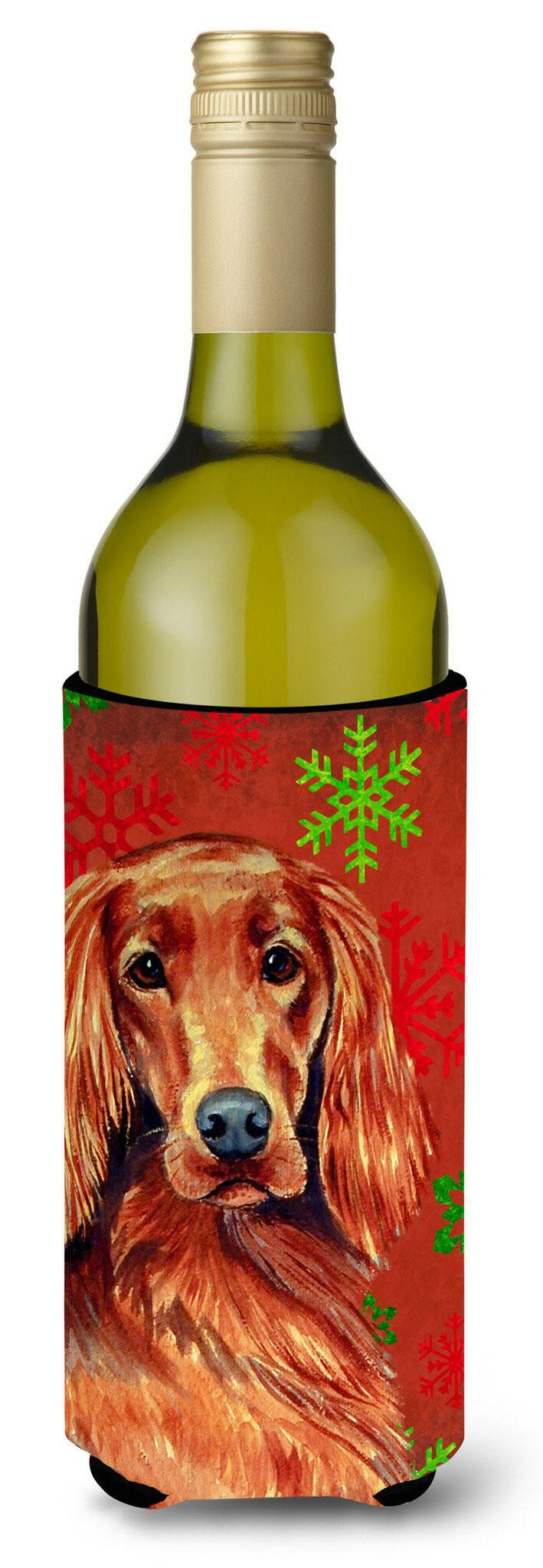 Irish Setter Snowflakes Holiday Christmas Wine Bottle Beverage Insulator Beverage Insulator Hugger by Caroline&#39;s Treasures