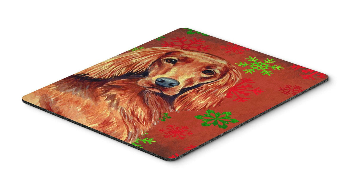 Irish Setter Red and Green Snowflakes Christmas Mouse Pad, Hot Pad or Trivet by Caroline&#39;s Treasures