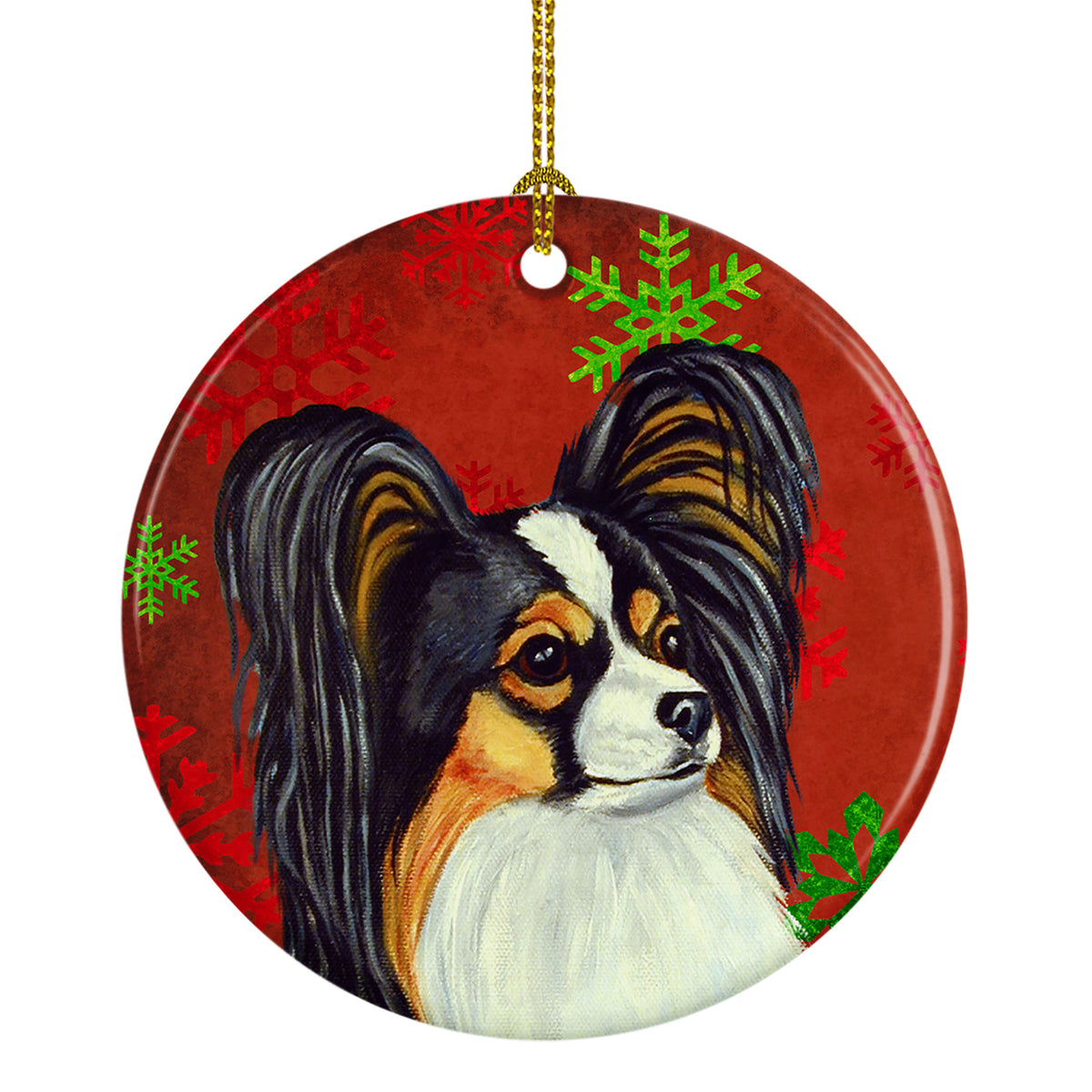 Papillon Red Snowflake Holiday Christmas Ceramic Ornament LH9345 - the-store.com
