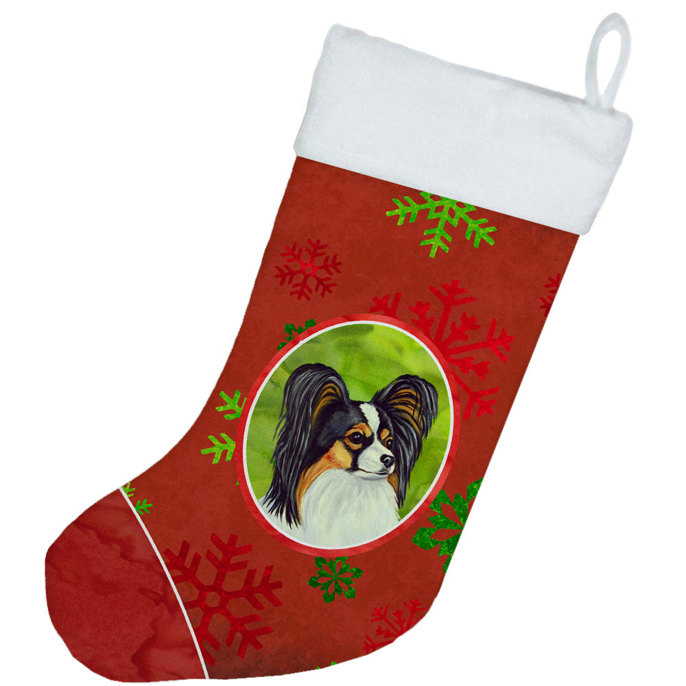 Papillon Red and Green Snowflakes Holiday Christmas Christmas Stocking LH9345  the-store.com.