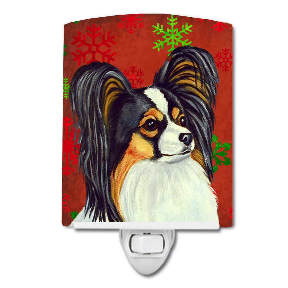 Papillon Red and Green Snowflakes Holiday Christmas Ceramic Night Light LH9345CNL - the-store.com