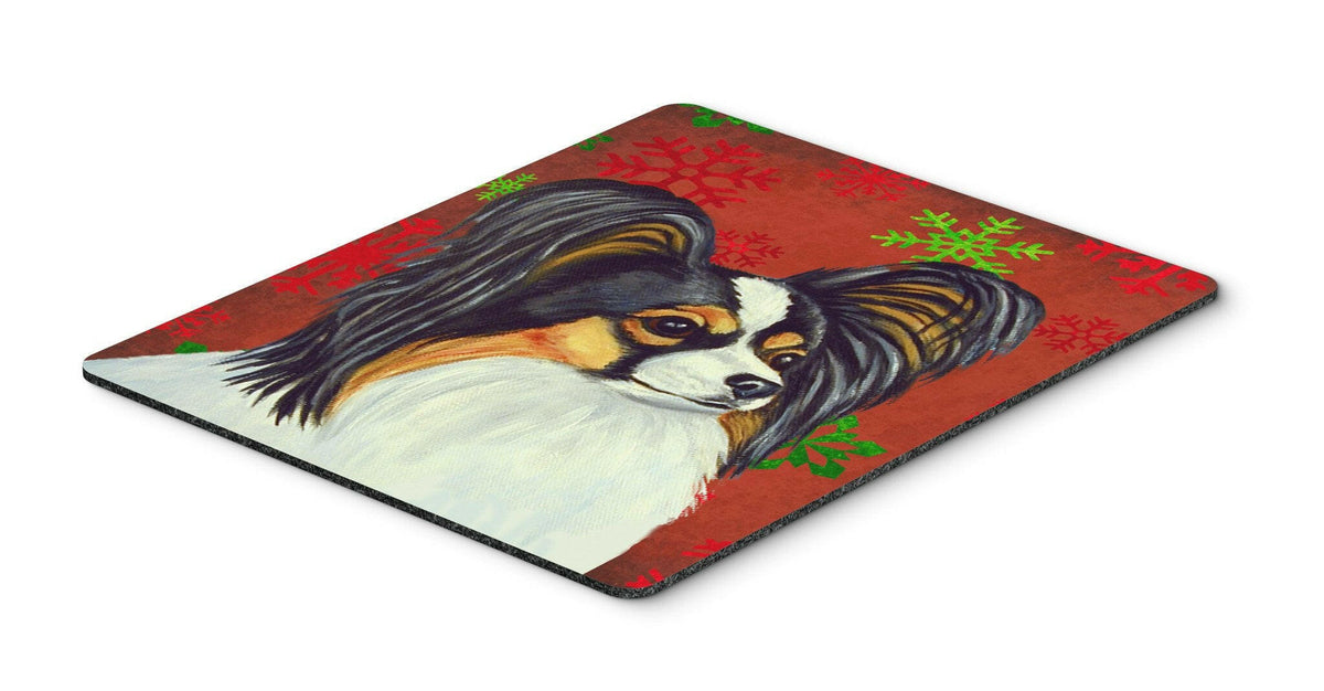 Papillon Red and Green Snowflakes  Christmas Mouse Pad, Hot Pad or Trivet by Caroline&#39;s Treasures