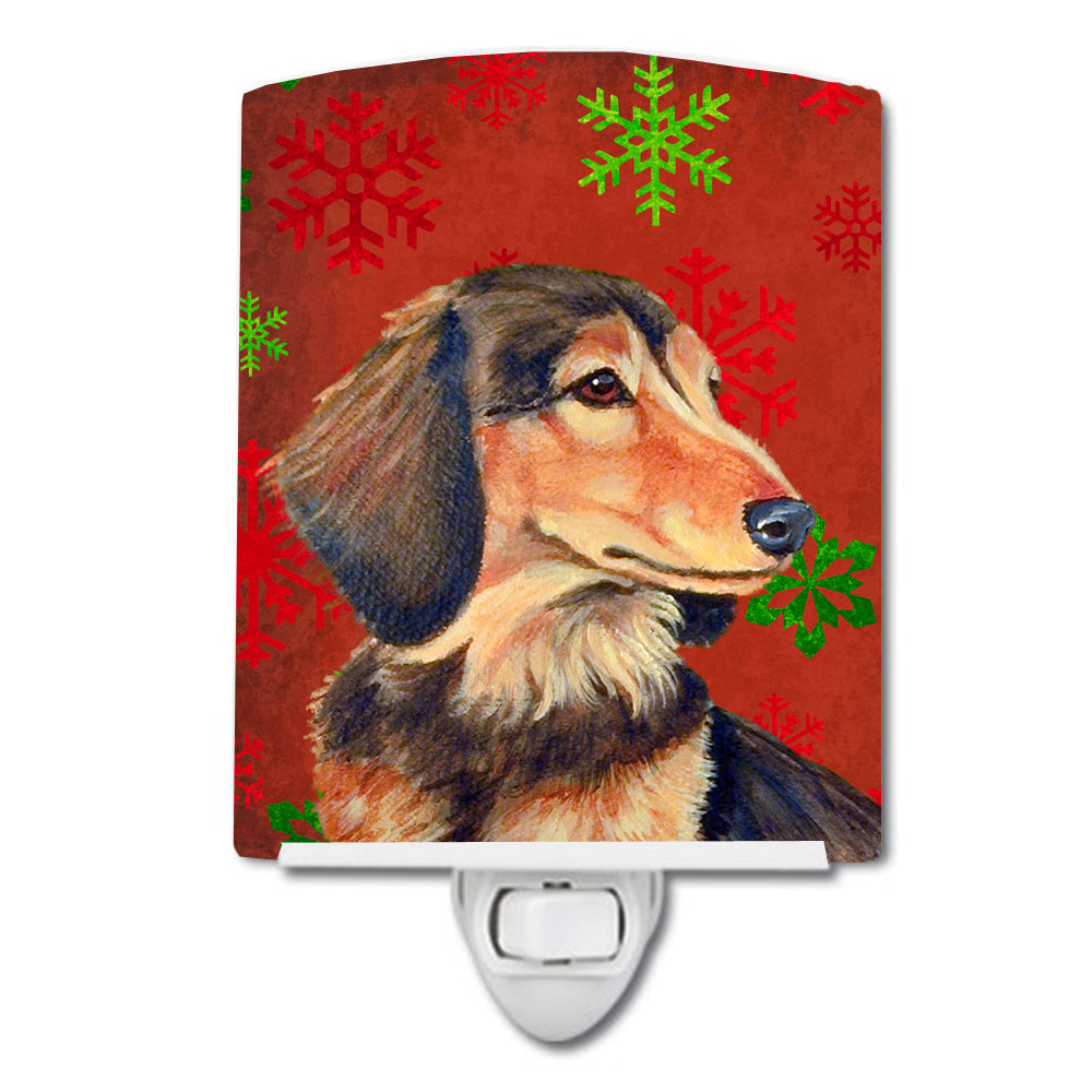 Dachshund Red and Green Snowflakes Holiday Christmas Ceramic Night Light LH9346CNL - the-store.com