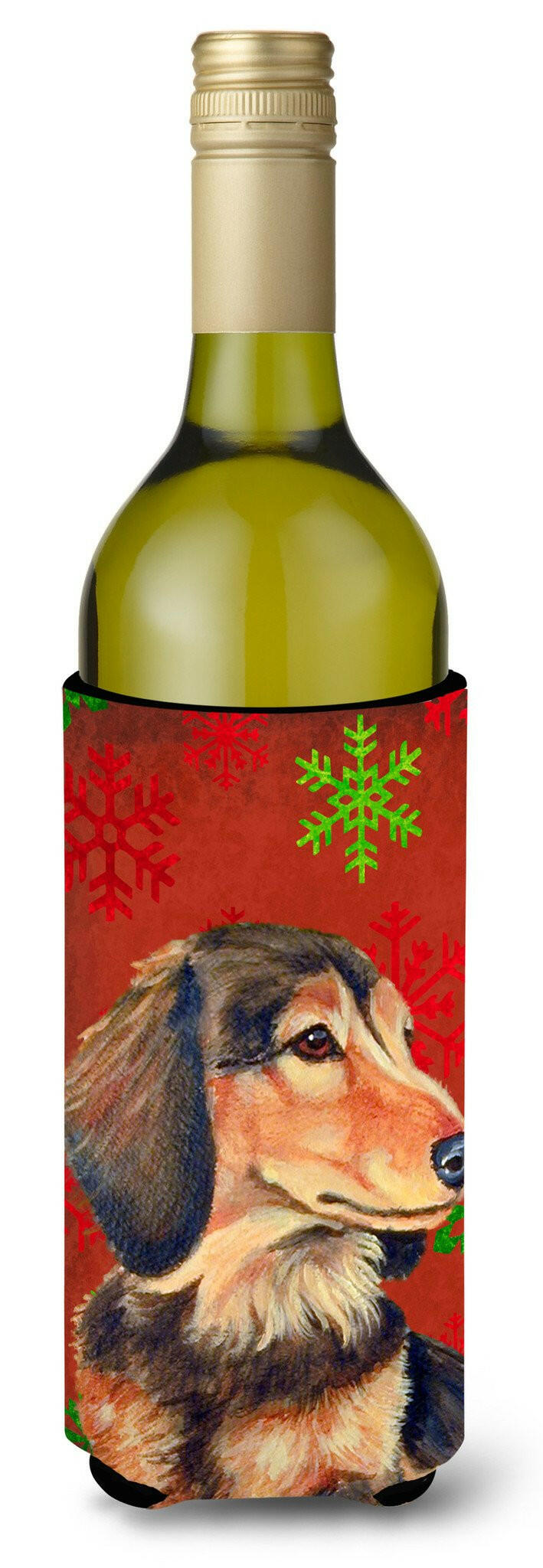 Dachshund Snowflakes Holiday Christmas Wine Bottle Beverage Insulator Beverage Insulator Hugger by Caroline&#39;s Treasures